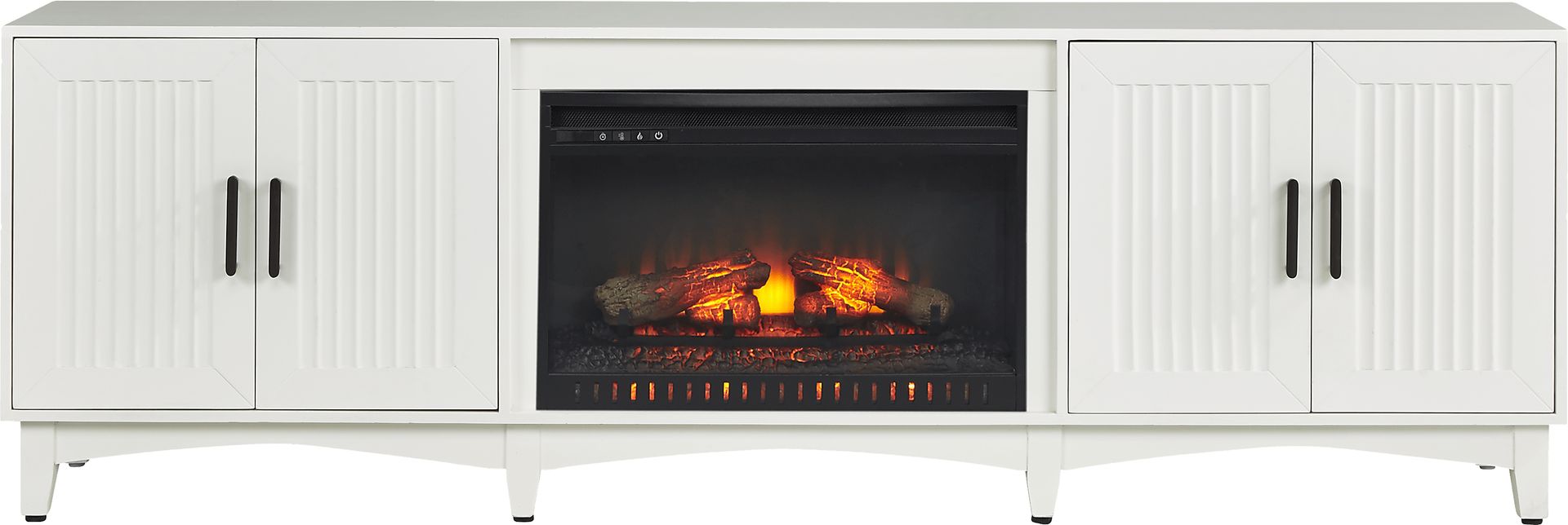 Shanewood II White 84 in. Console with Electric Log Fireplace - Image 1