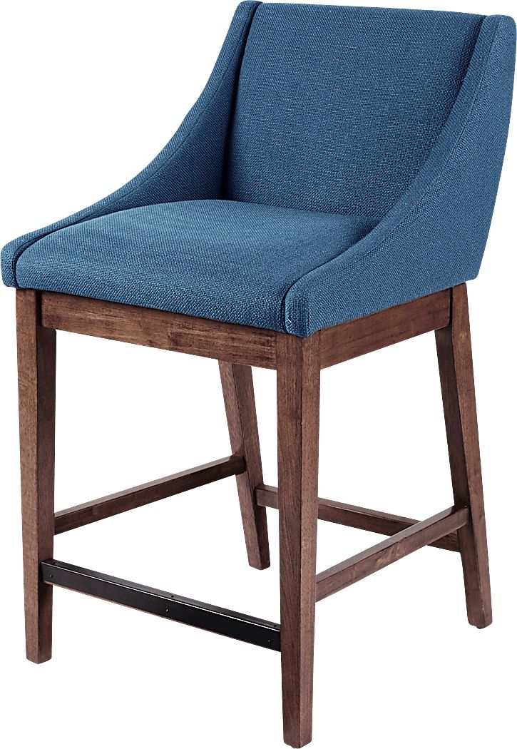 Sharpbill Pecan Dark Wood Blue Counter Height Stool Rooms to Go