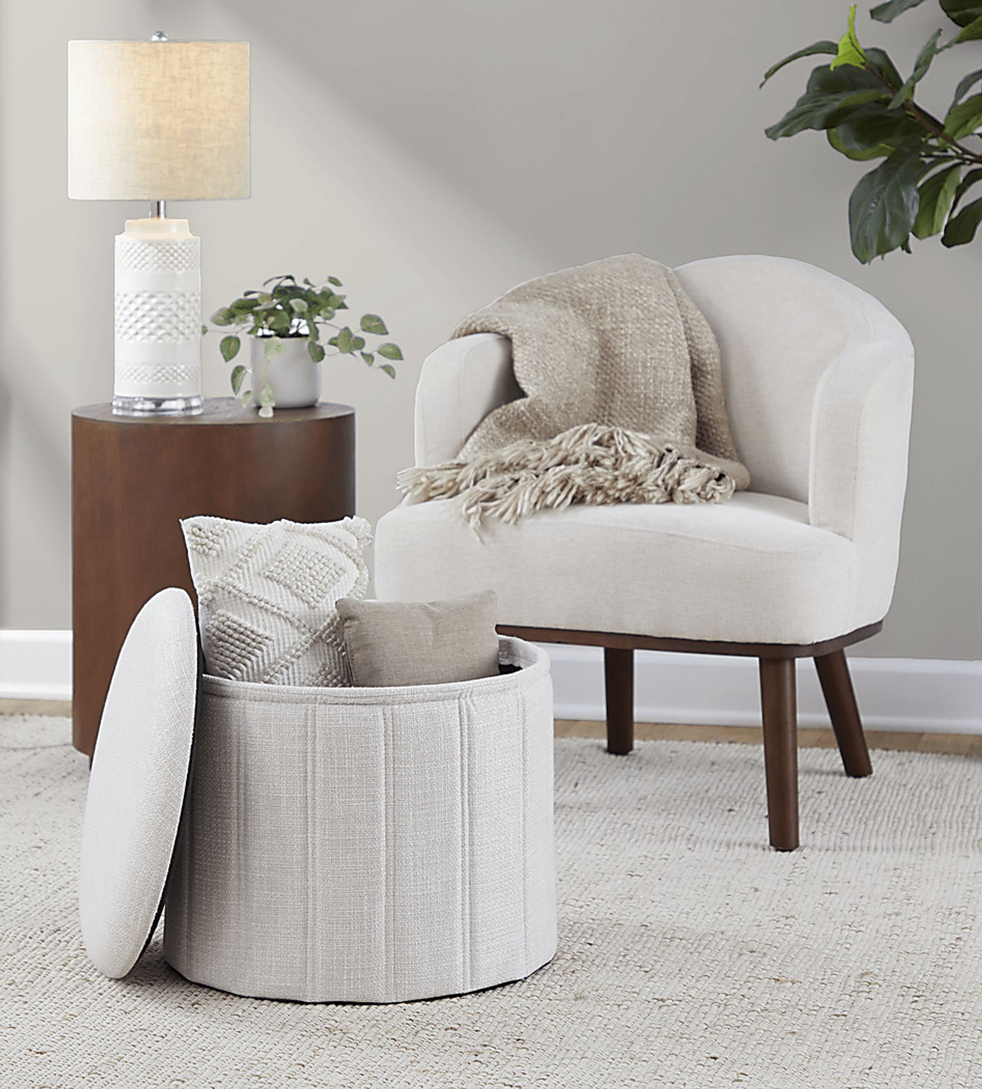 Sharynwood Cream Storage Ottoman - Image 2