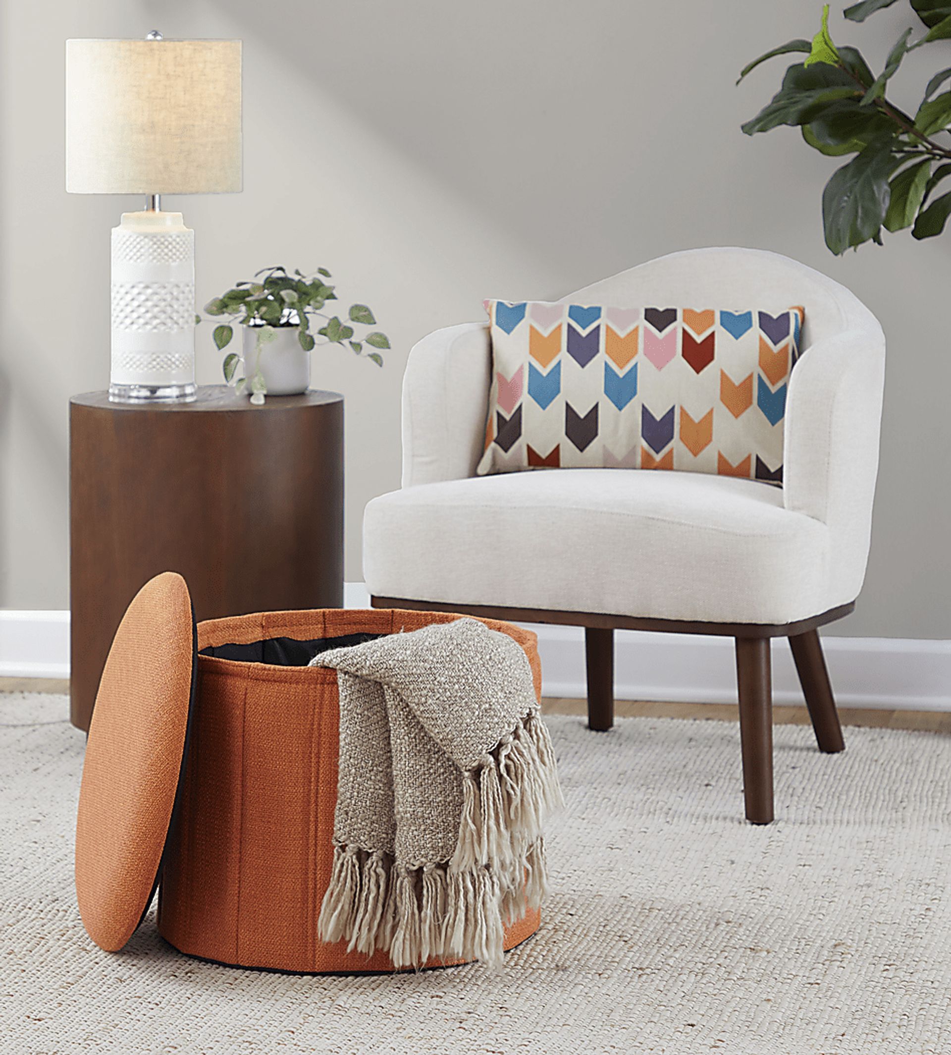 Sharynwood Orange Storage Ottoman - Image 2