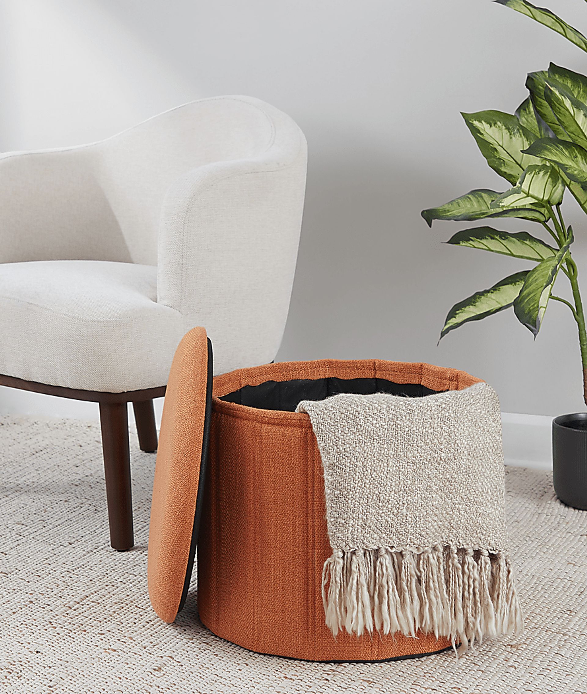 Sharynwood Orange Storage Ottoman - Image 4