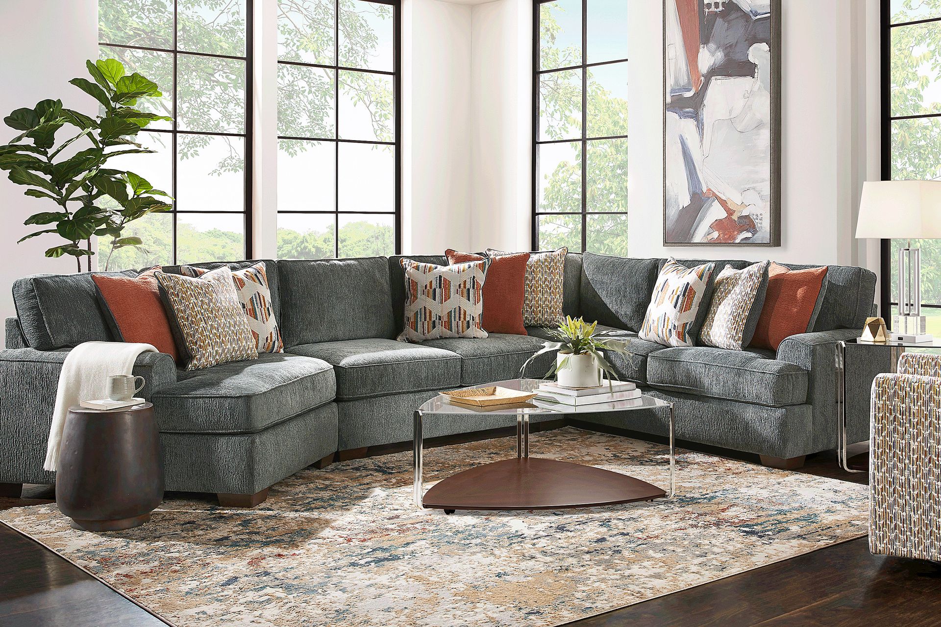 Shaunan Slate 6 Pc Sectional Living Room - Image 1
