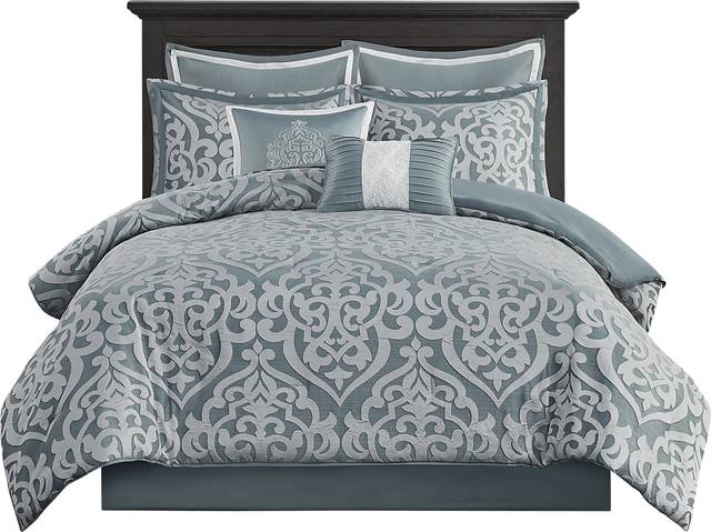 Shefflera Blue 8 Pc King Comforter Set - Thumbnail - Image 2