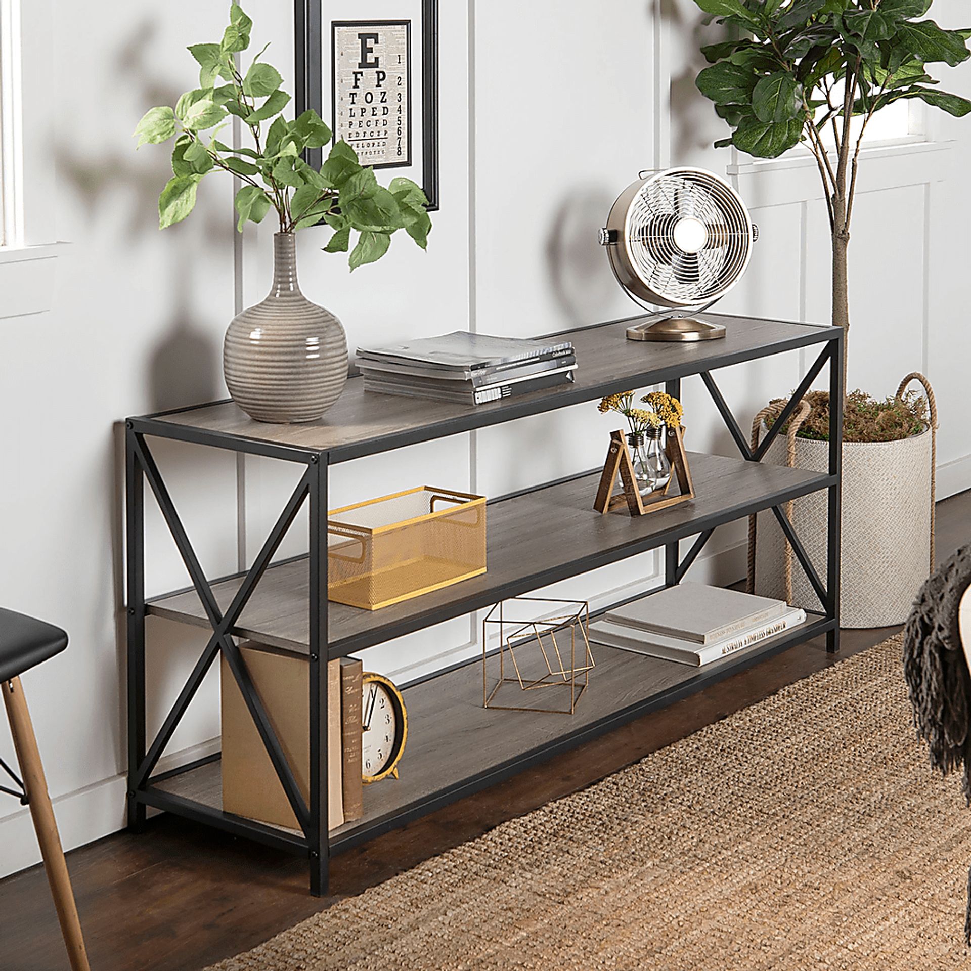 Shelley's Crossing Gray 3 Shelf Bookcase - Image 3