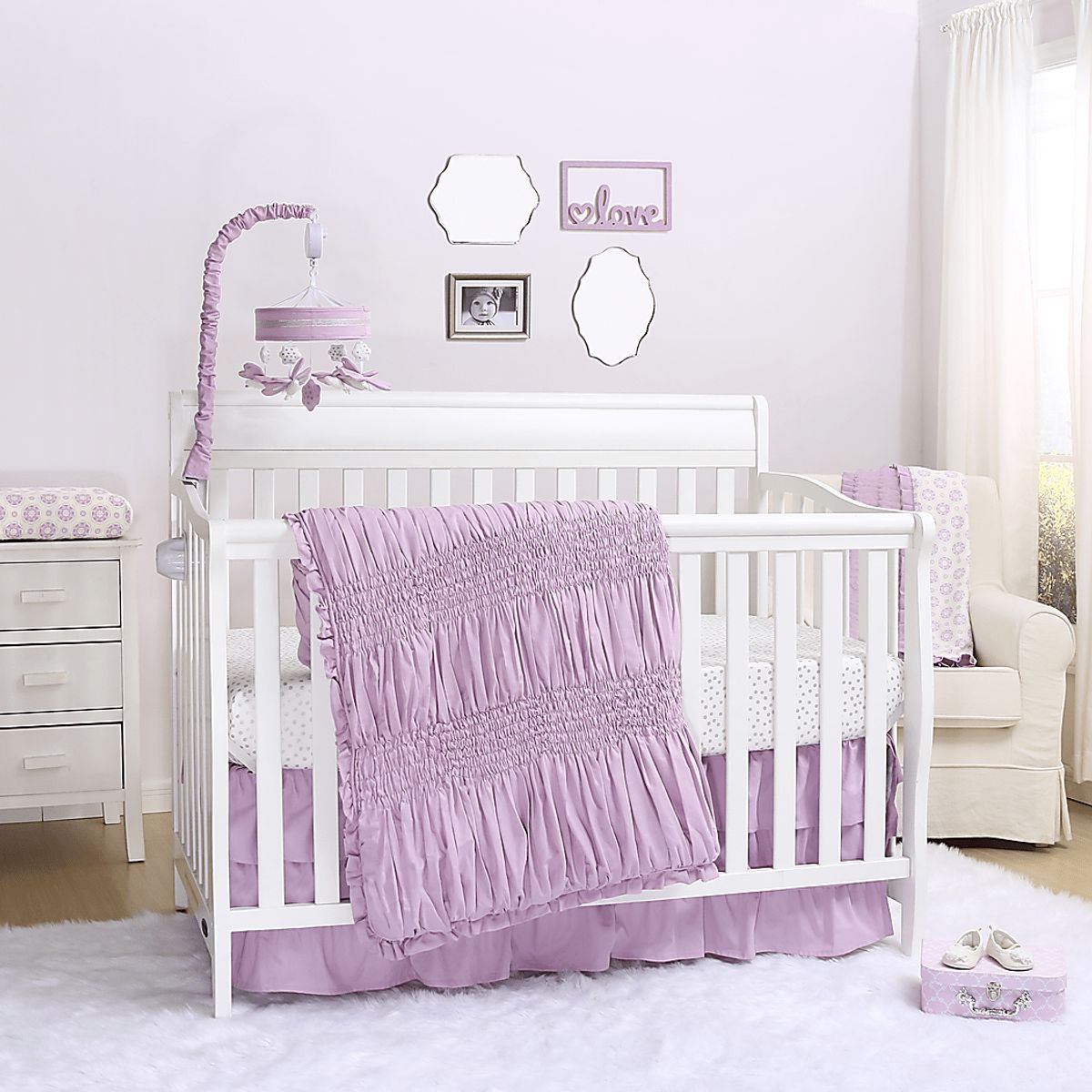 Shelly Lane Lilac Red Crib Bedding Set Rooms to Go