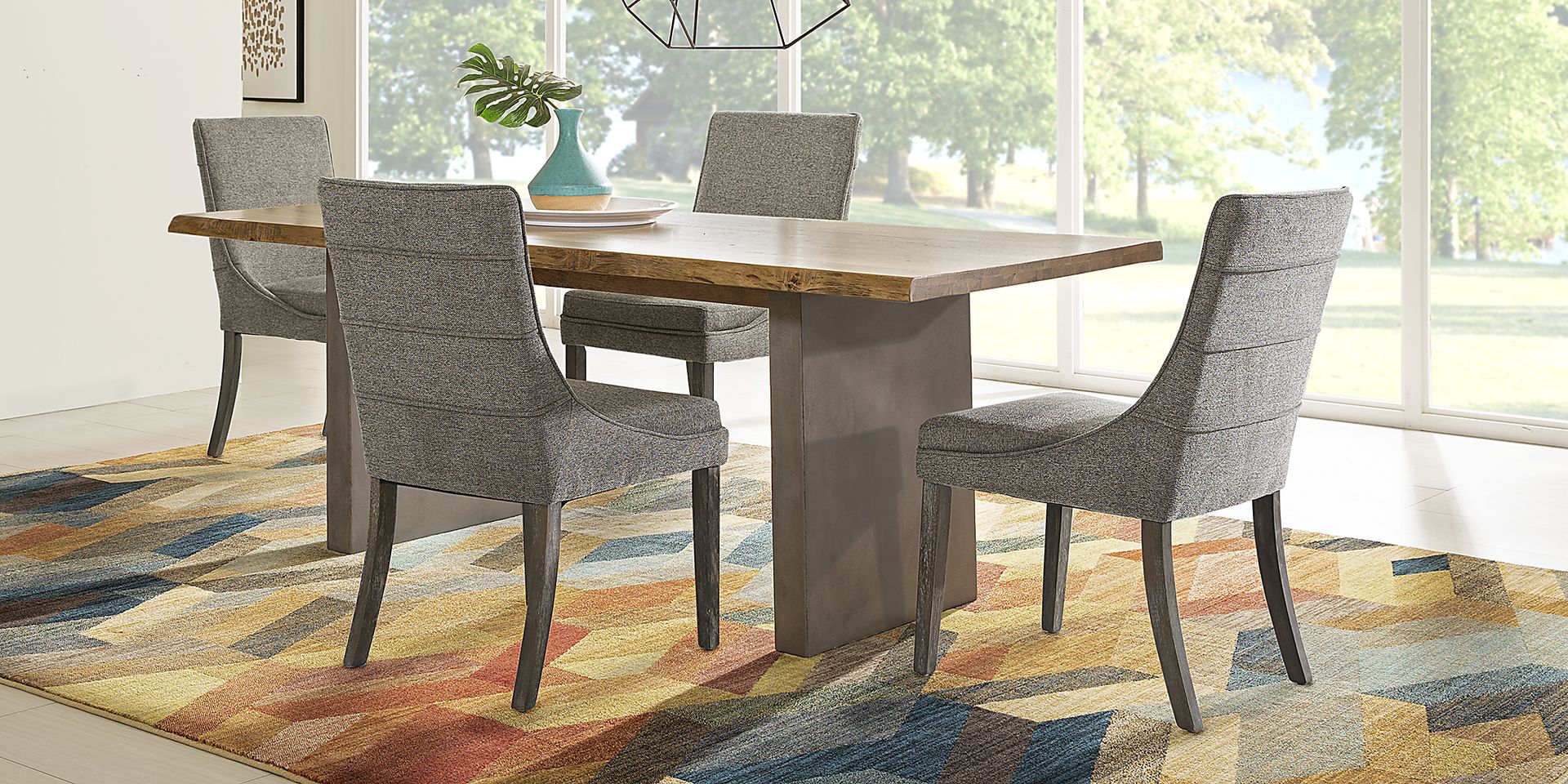 Shelter Island Brown 5 Pc Dining Room with Steel Chairs - Image 1