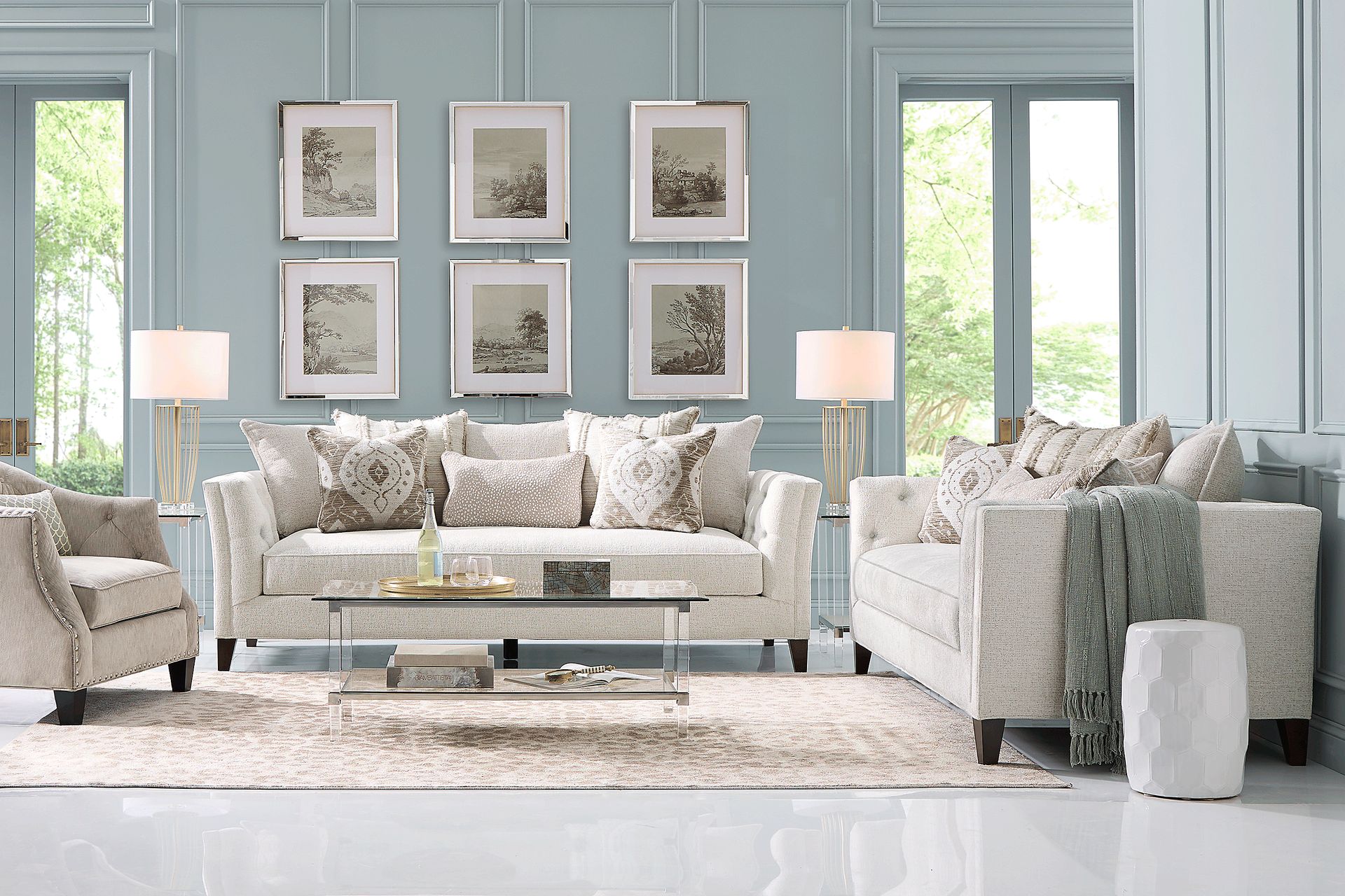 Shelton Ivory 5 pc Living Room - Image 1