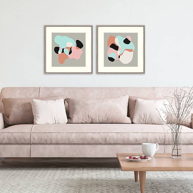 Sherbet Pink Framed Artwork, Set of 2 - Thumbnail - Image 2