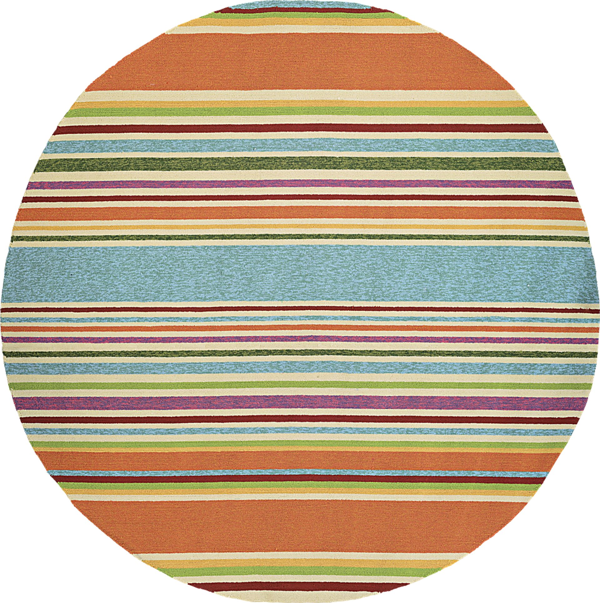 Sherbet Stripe Orange 7'10 Round Indoor/Outdoor Rug - Image 1
