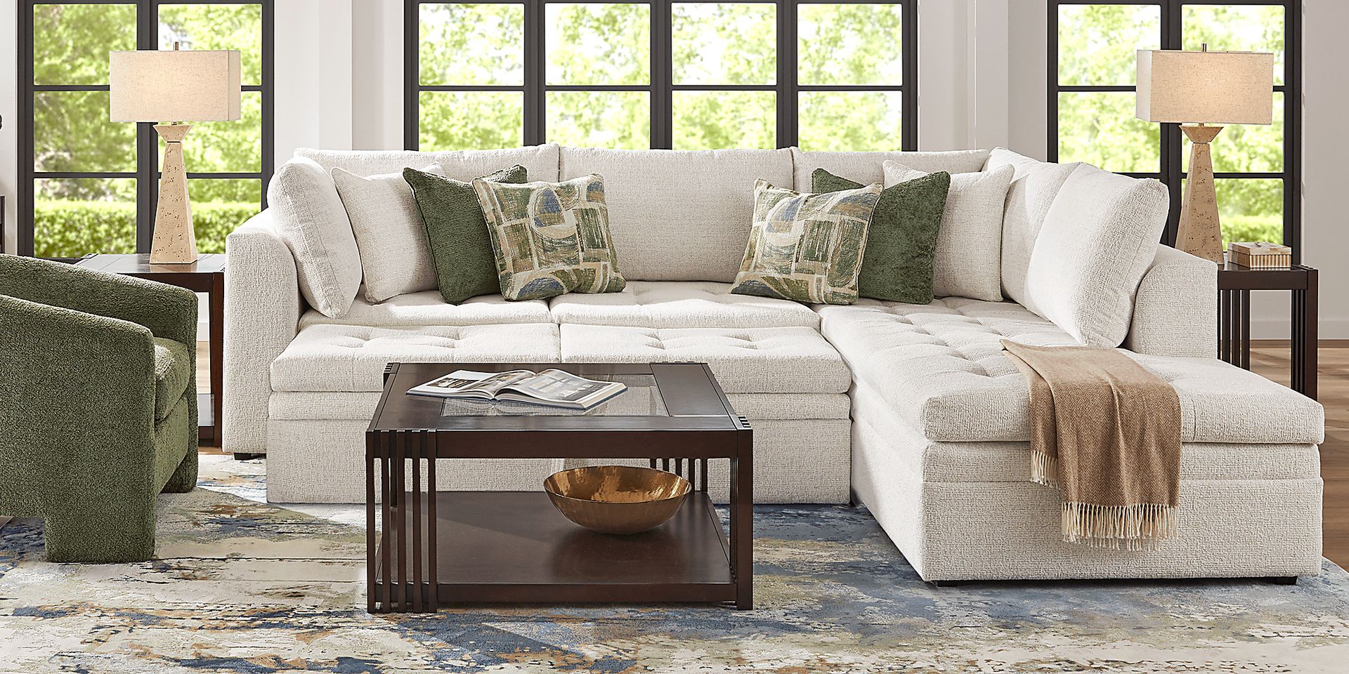 Sheridan Place Off-White 4 Pc Sleeper Sectional Living Room - Image 2