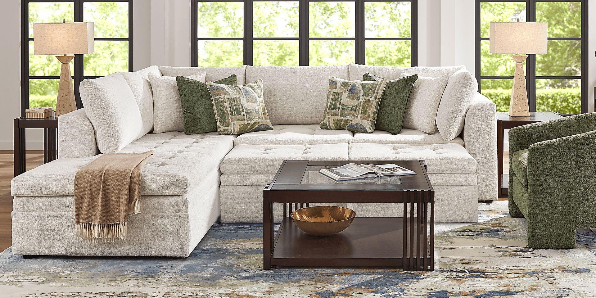 Sheridan Place Off-White 4 Pc Sleeper Sectional Living Room - Image 2