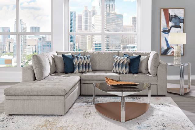 Sheridan Square Gray 4 Pc Sleeper Sectional Living Room - Thumbnail - Image 1
