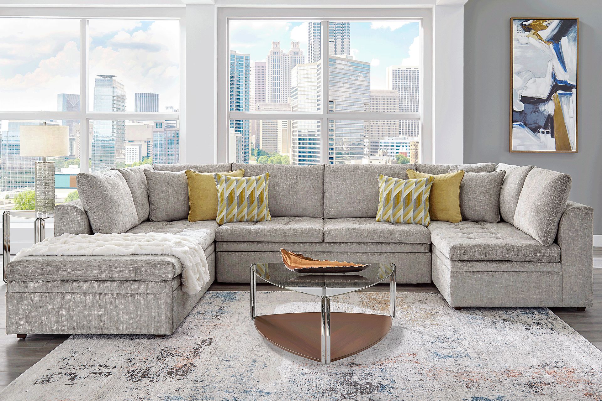 Sheridan Square Gray 5 Pc Sleeper Sectional Living Room - Image 1