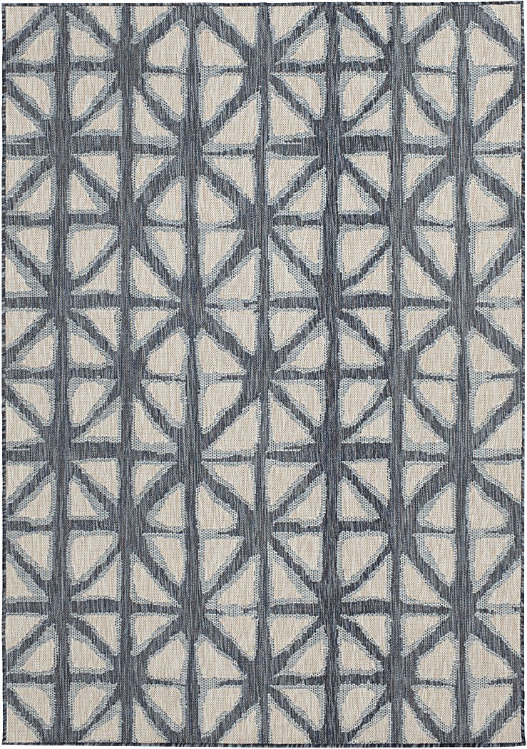 Shibori Dark Blue 7'10 x 9'10 Indoor/Outdoor Rug