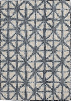 Shibori Dark Blue 7'10 x 9'10 Indoor/Outdoor Rug