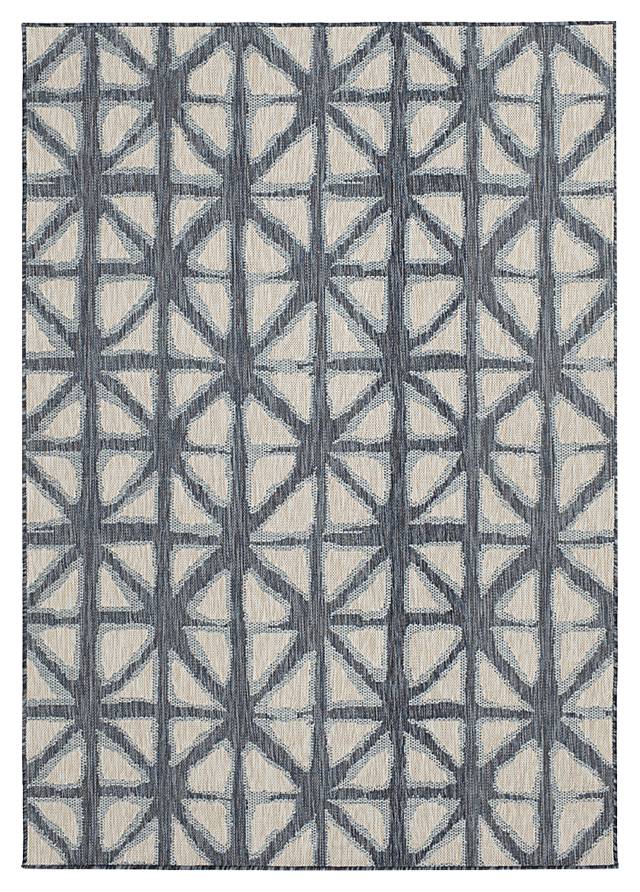 Shibori Stripes Dark Blue 5' x 7'3 Indoor Outdoor/Rug - Thumbnail - Image 1