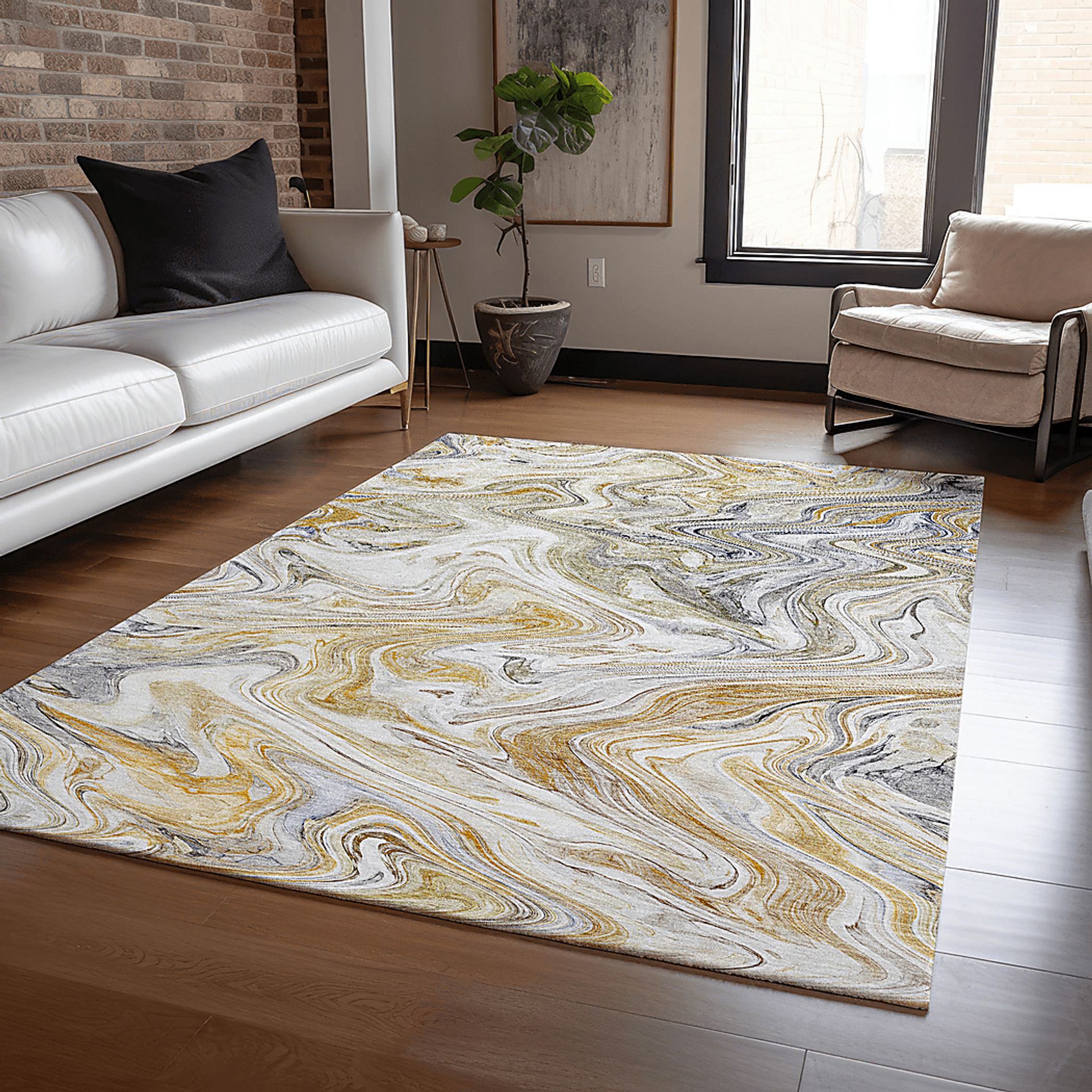 Shilo Gold 5' x 8' Machine Washable Rug - Image 2