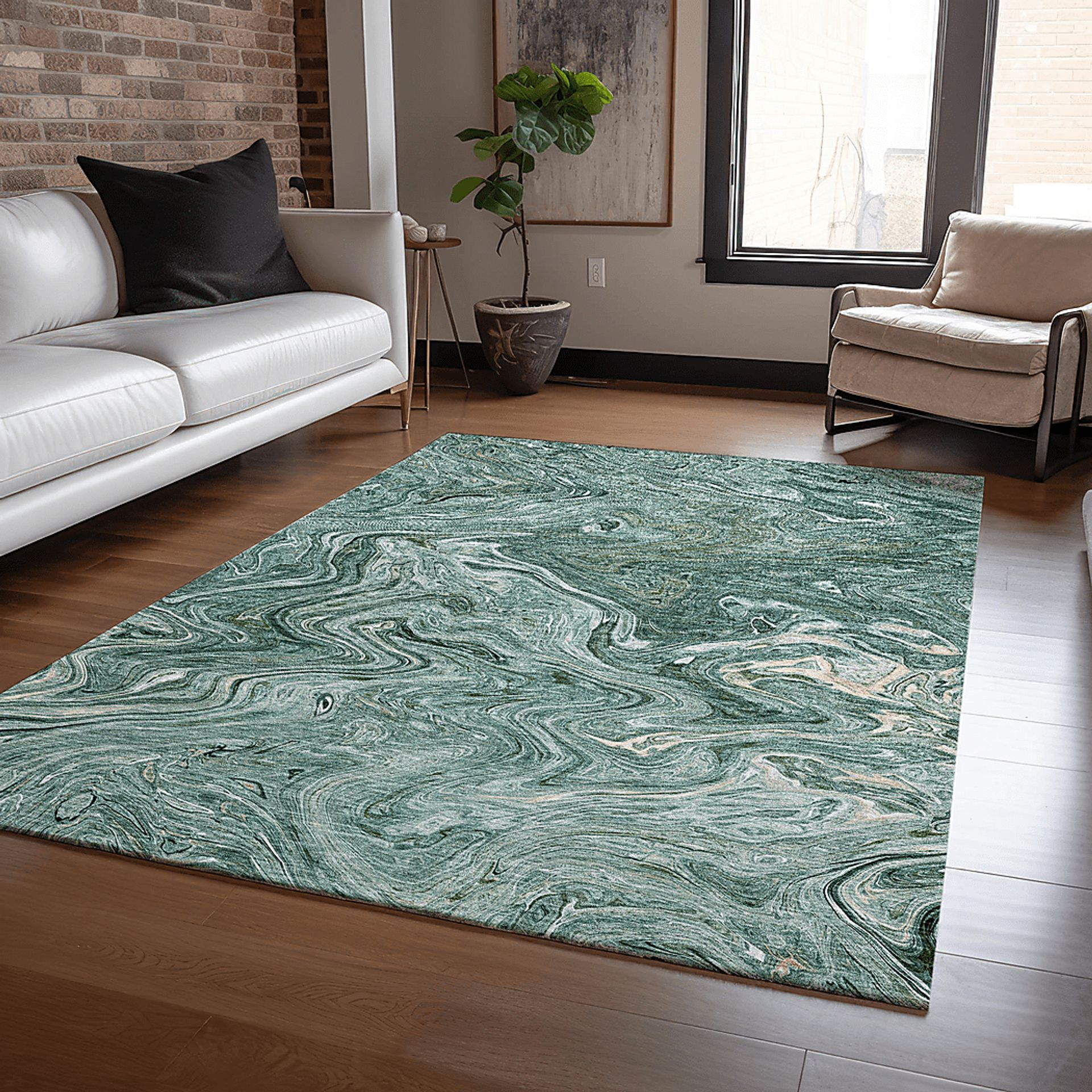 Shilo Teal 5' x 8' Machine Washable Rug - Image 2