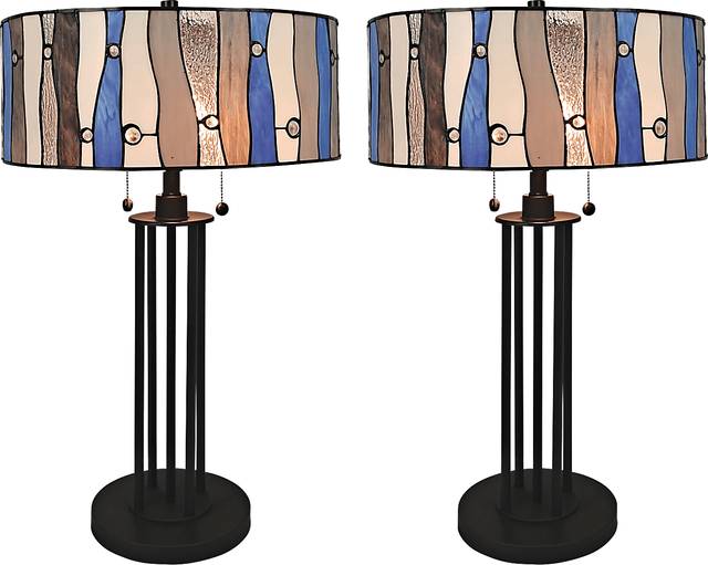 Shiloh Avenue Blue Tiffany Set of 2 Table Lamps - Thumbnail - Image 1
