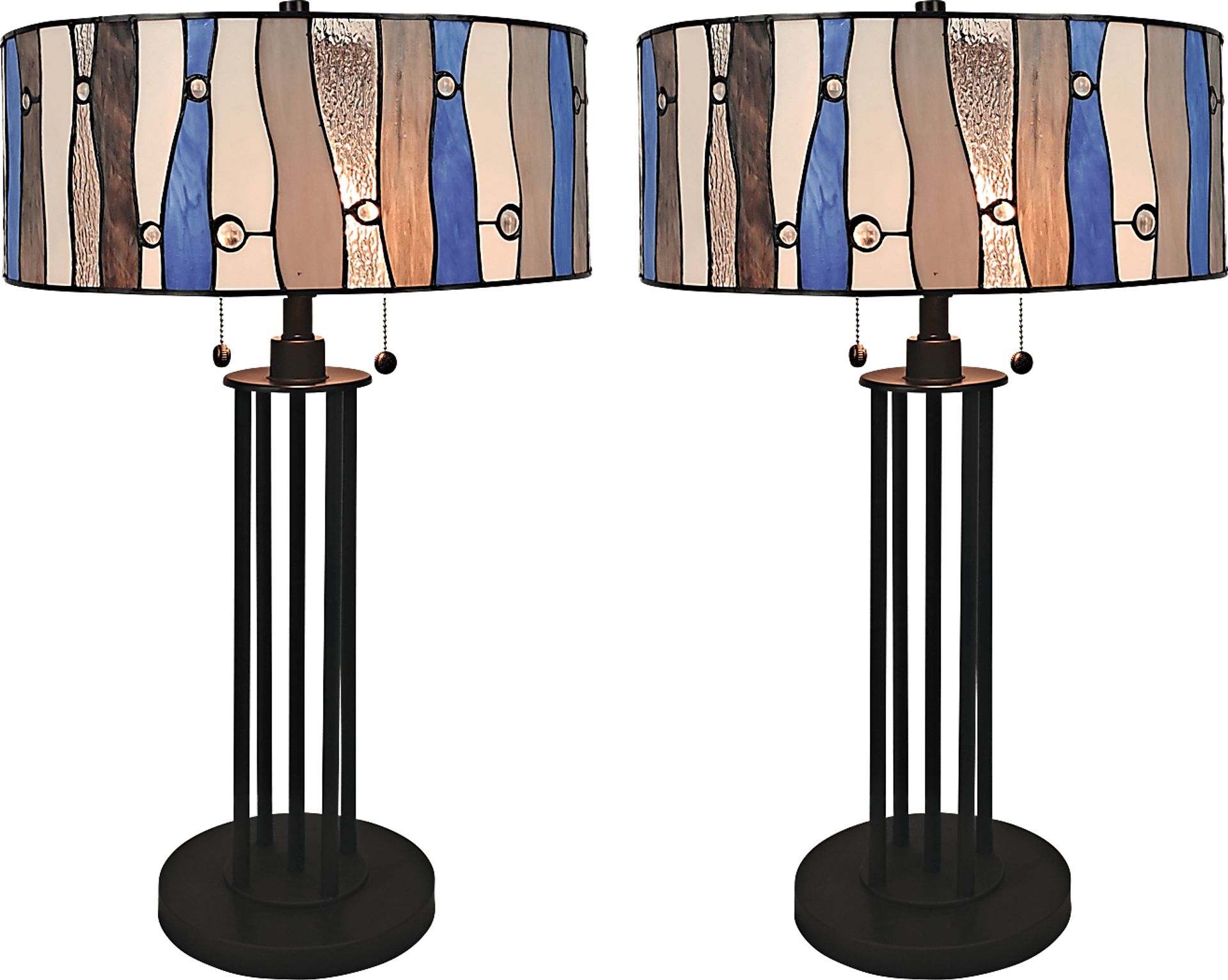 Shiloh Avenue Blue Tiffany Set of 2 Table Lamps - Image 1