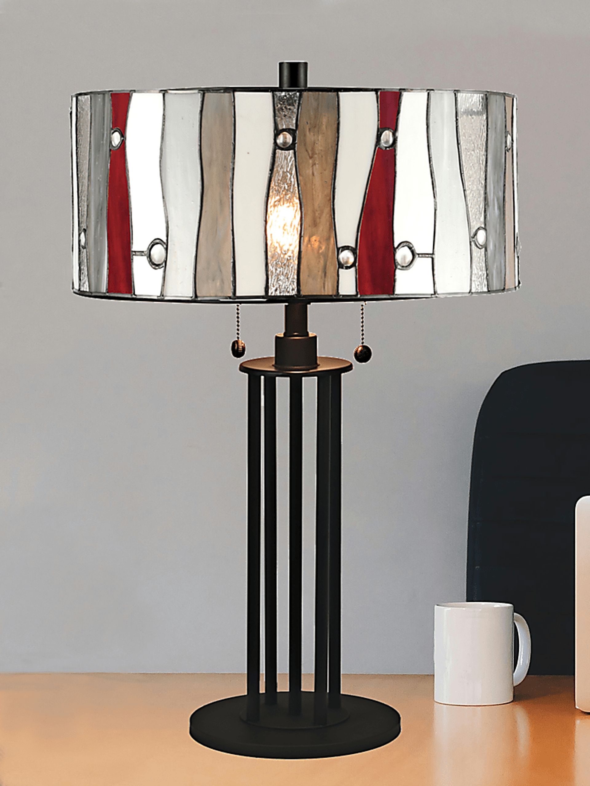 Shiloh Avenue Red Tiffany Set of 2 Table Lamps - Image 2