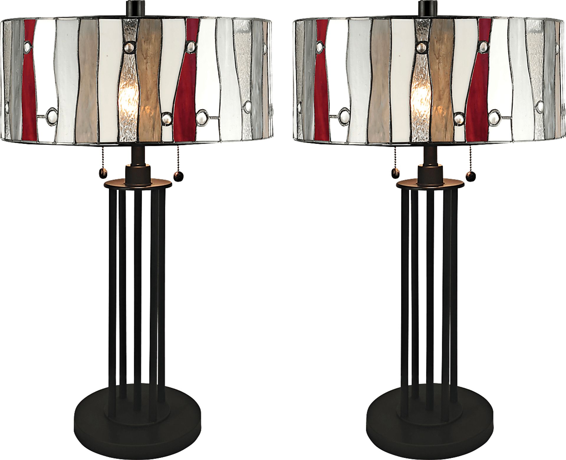 Shiloh Avenue Red Tiffany Set of 2 Table Lamps - Image 1