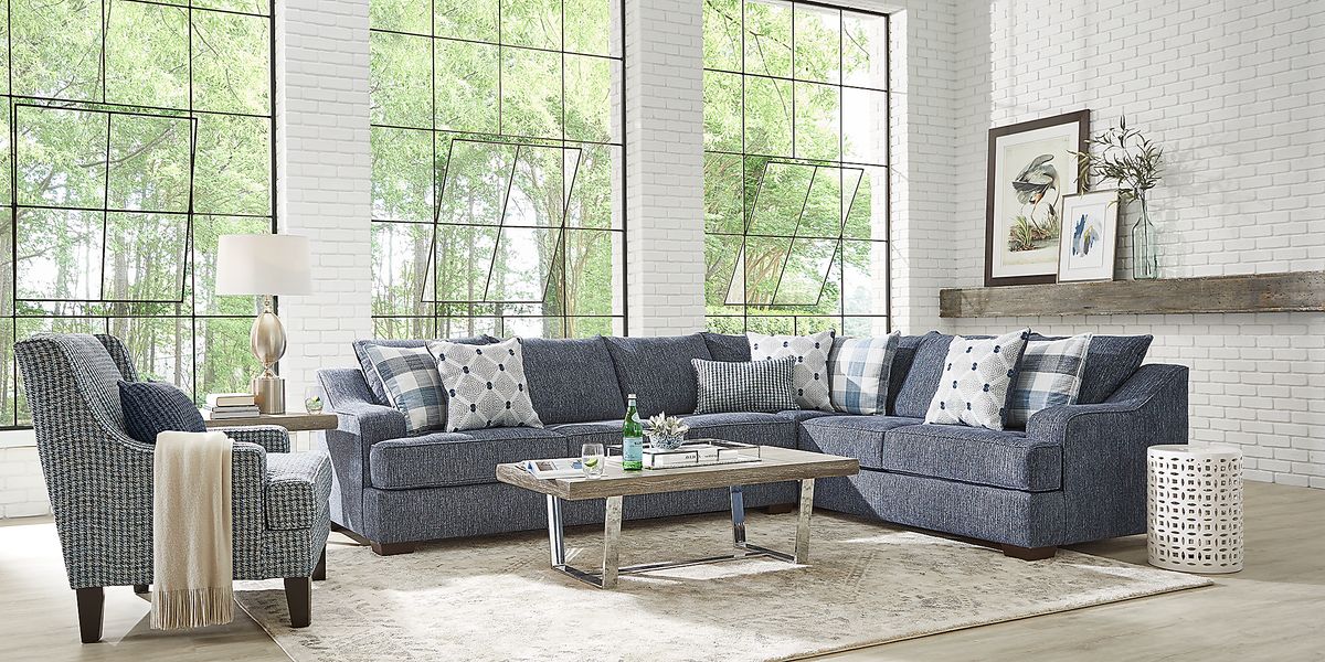 Shiloh Trail Indigo Blue Chenille Fabric 2 Pc Sectional - Rooms To Go