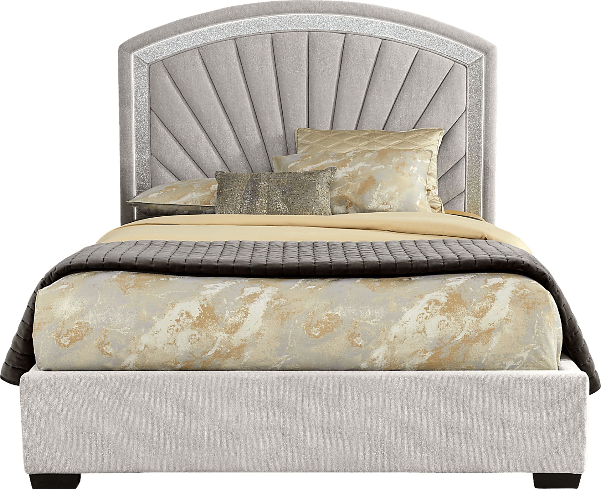 Shimmer Light Gray 3 Pc King Upholstered Bed - Image 2
