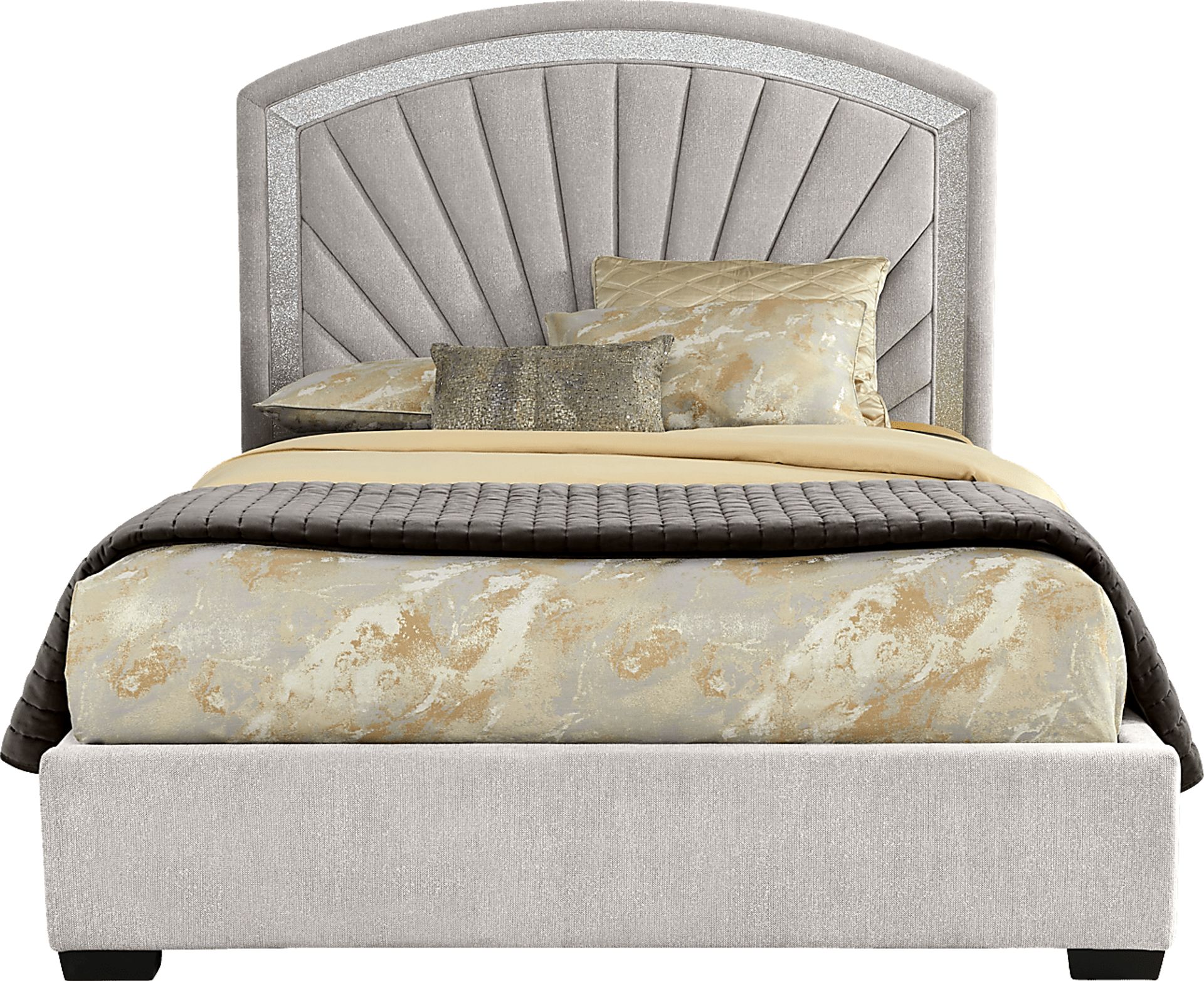 Shimmer Light Gray 3 Pc King Upholstered Bed - Image 4