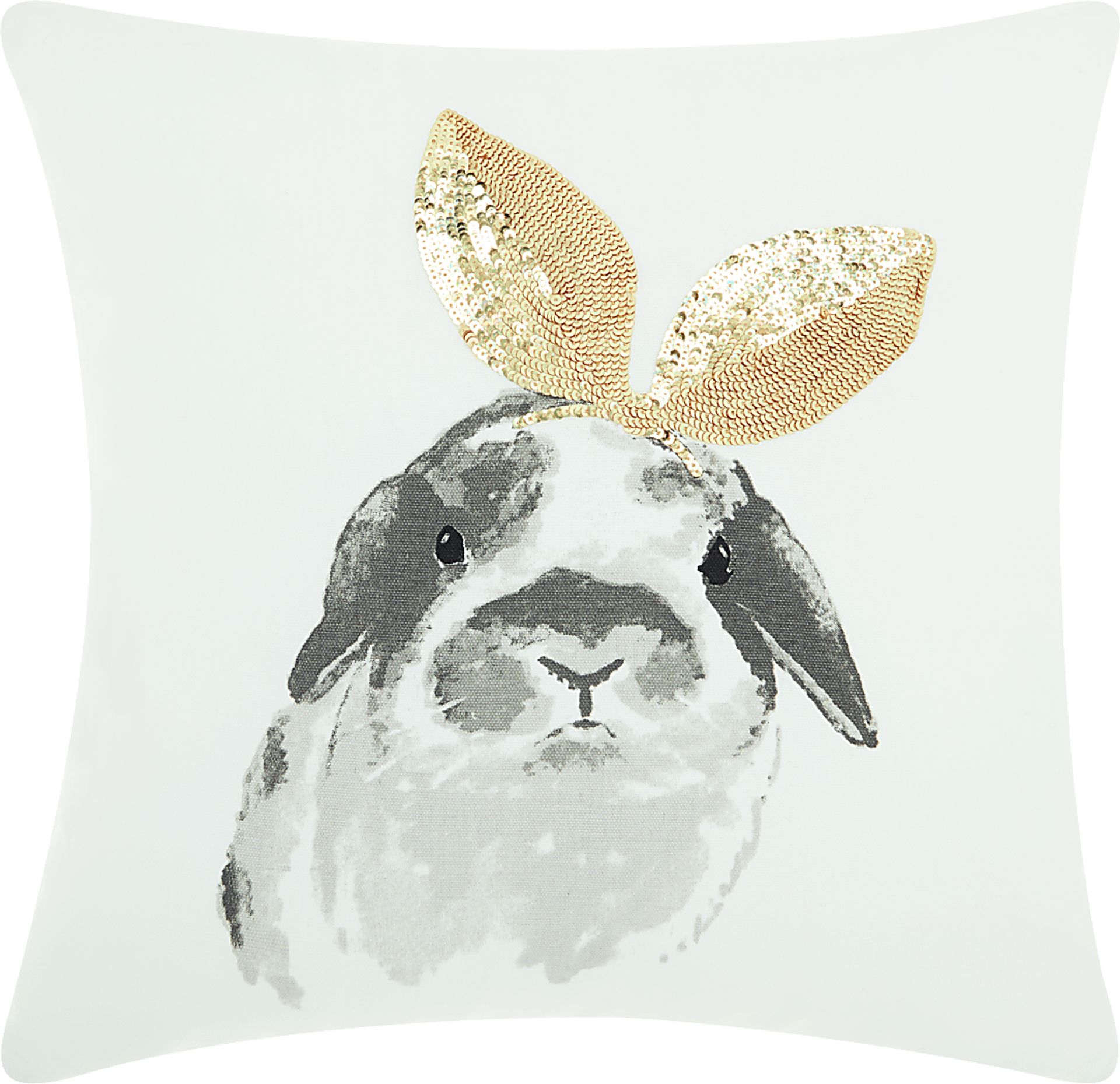 Kids Shimmering Bunny Ears Gold Accent Pillow - Image 1