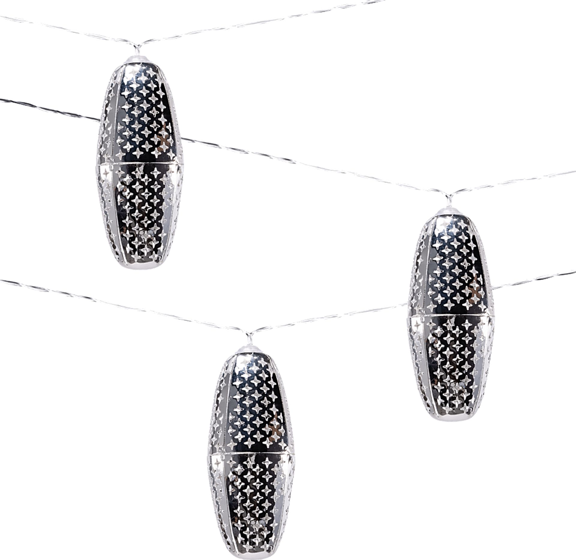 Shimmering Starscape Silver Outdoor Solar String Lights - Image 1