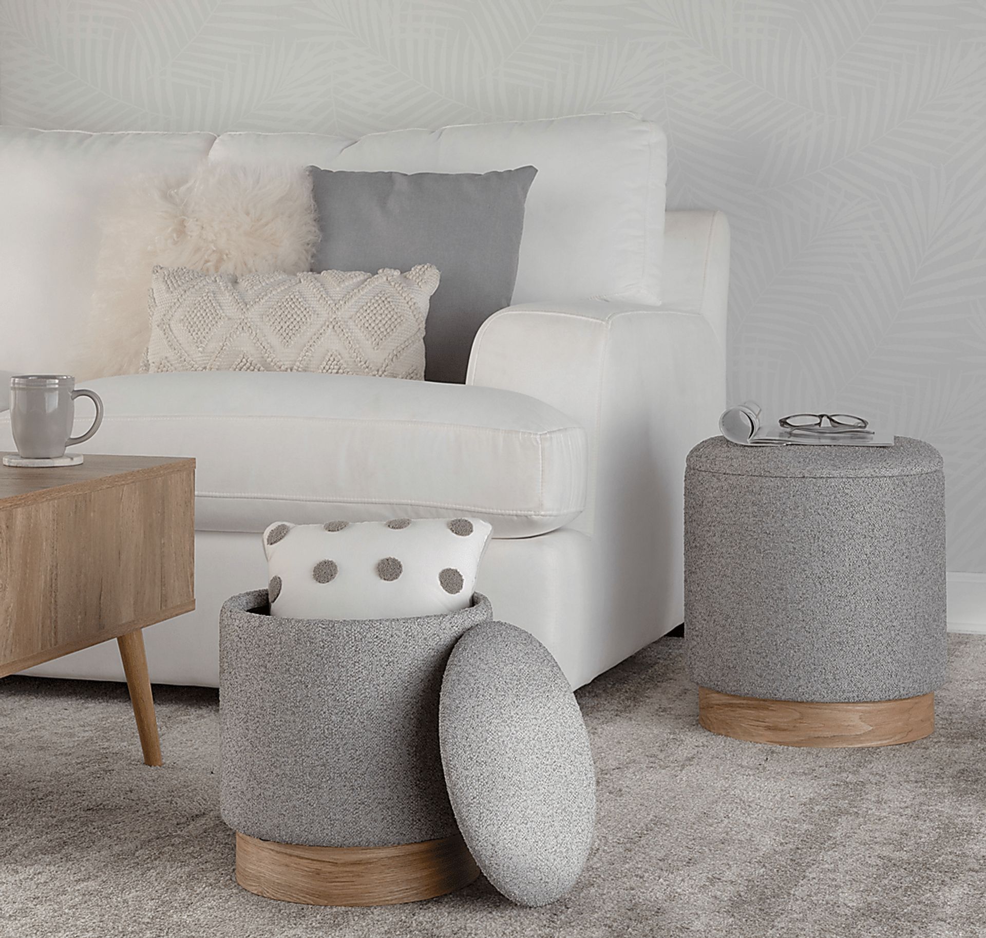 Shimoore Gray Nesting Ottoman, Set of 2 - Image 2