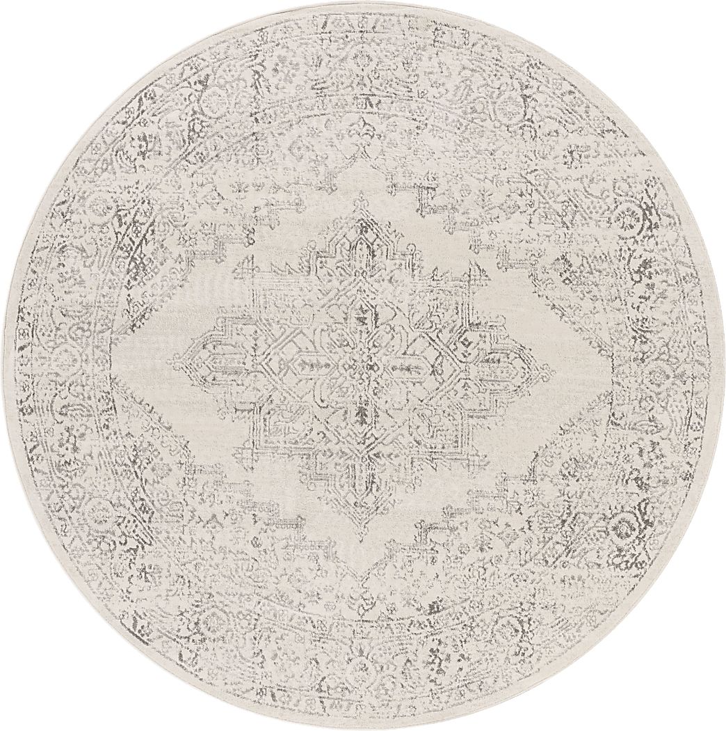 Shinnwood V White 6'7 Round Rug