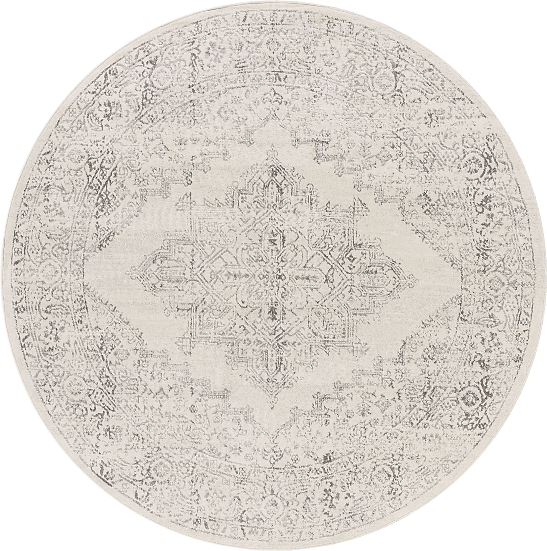 Shinnwood V White 6'7 Round Rug - Image 1