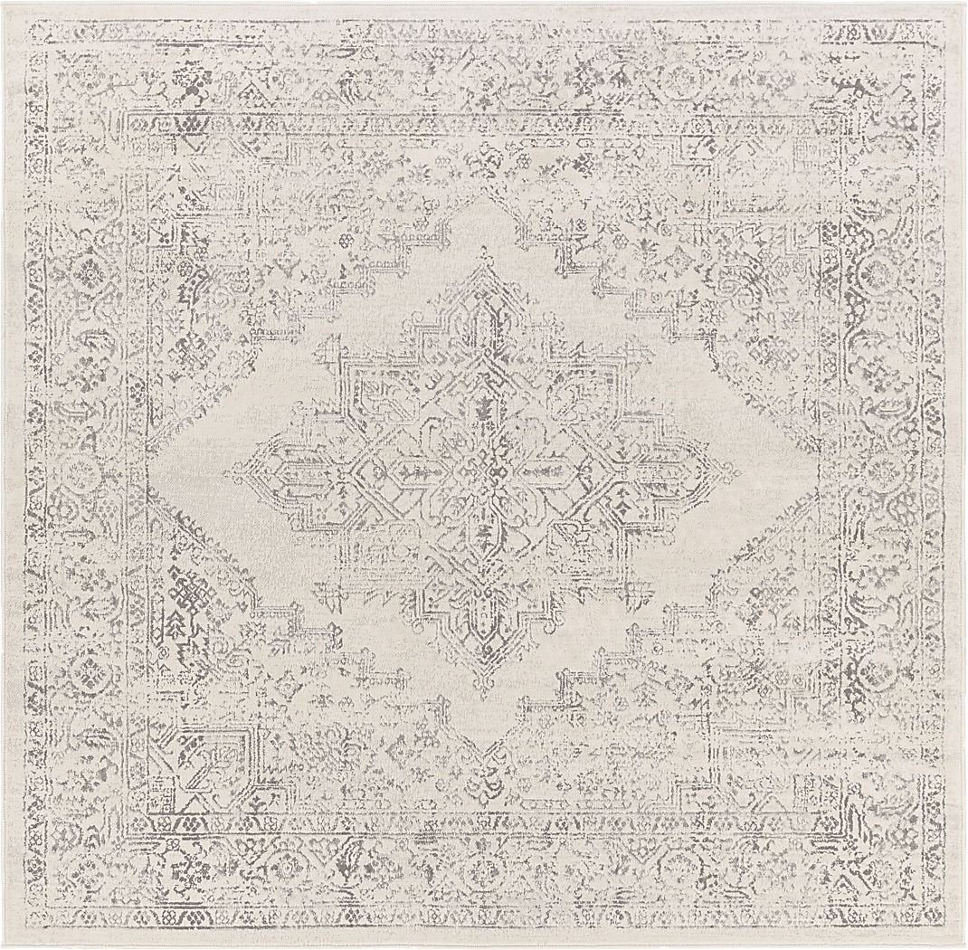 Shinnwood V White 6'7 Square Rug