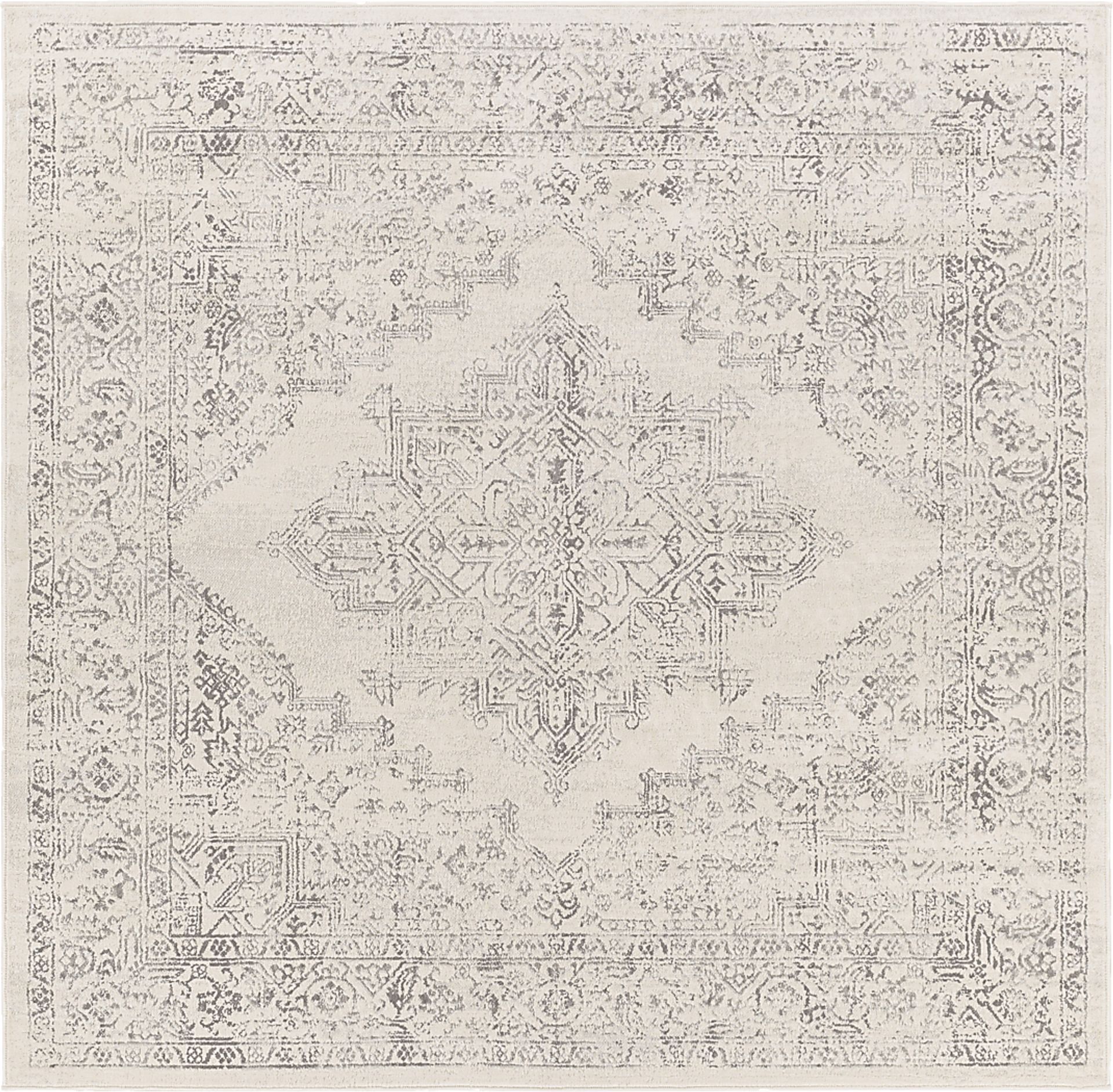 Shinnwood V White 6'7 Square Rug - Image 1