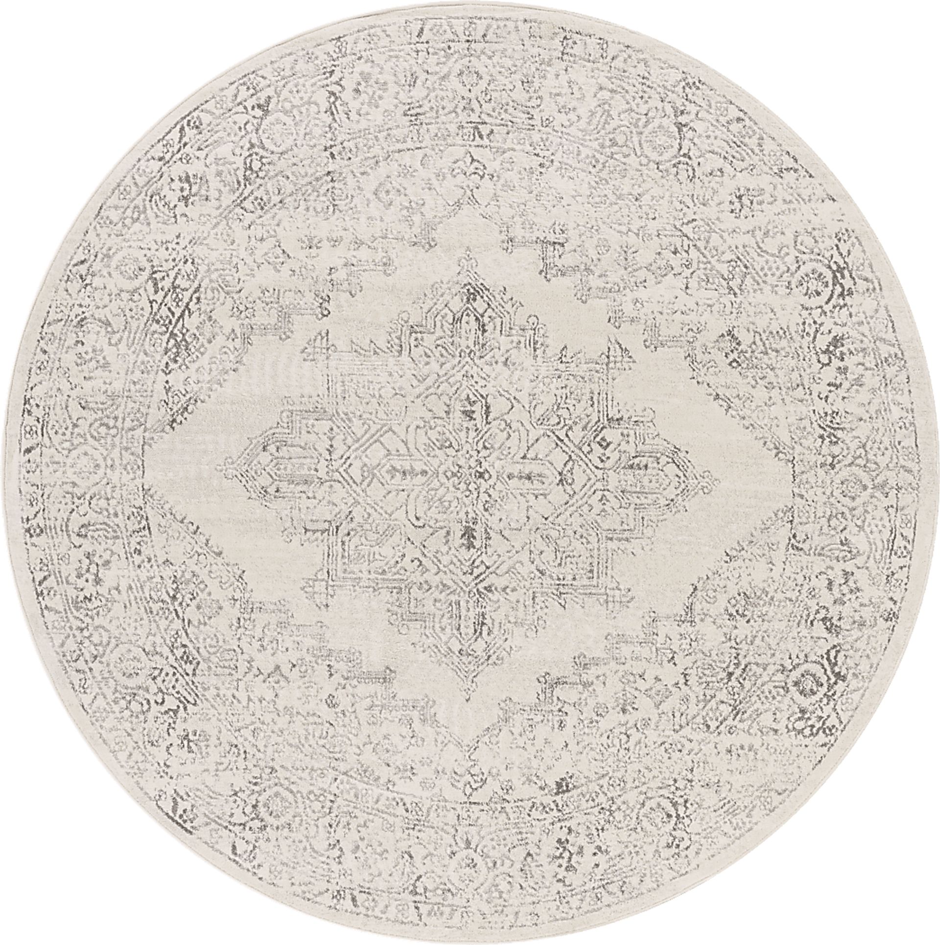 Shinnwood V White 7'10 Round Rug - Image 1