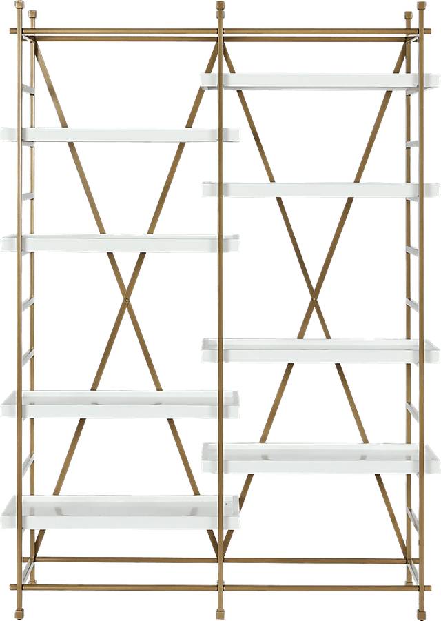 CosmoLiving Yves Metal Bookcase Etagere Gold and White - Thumbnail - Image 2