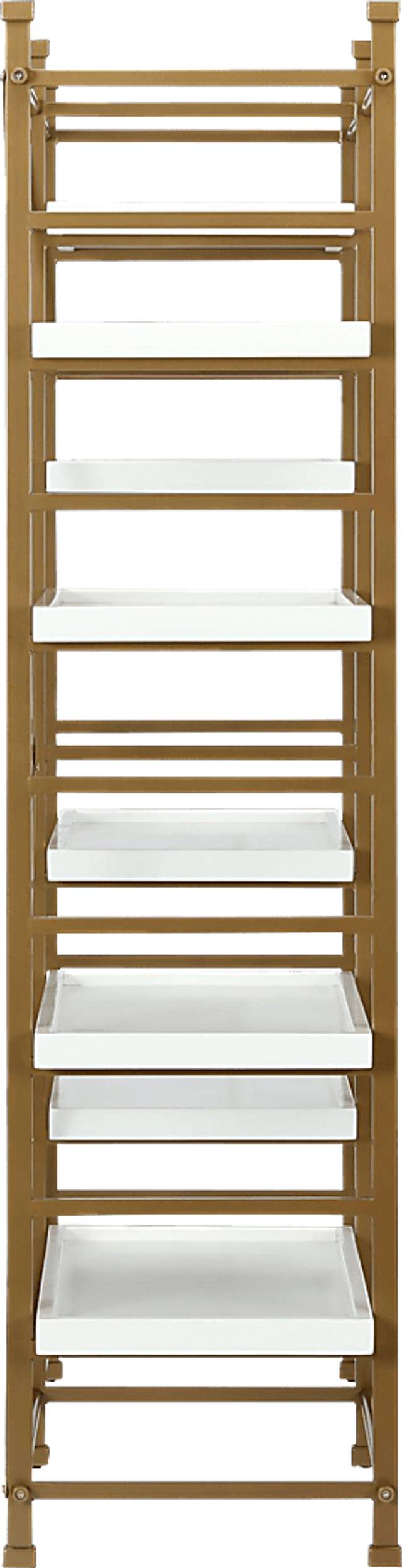 CosmoLiving Yves Metal Bookcase Etagere Gold and White - Thumbnail - Image 3