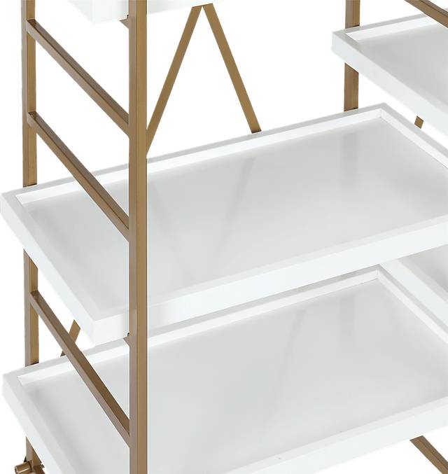 CosmoLiving Yves Metal Bookcase Etagere Gold and White - Thumbnail - Image 4