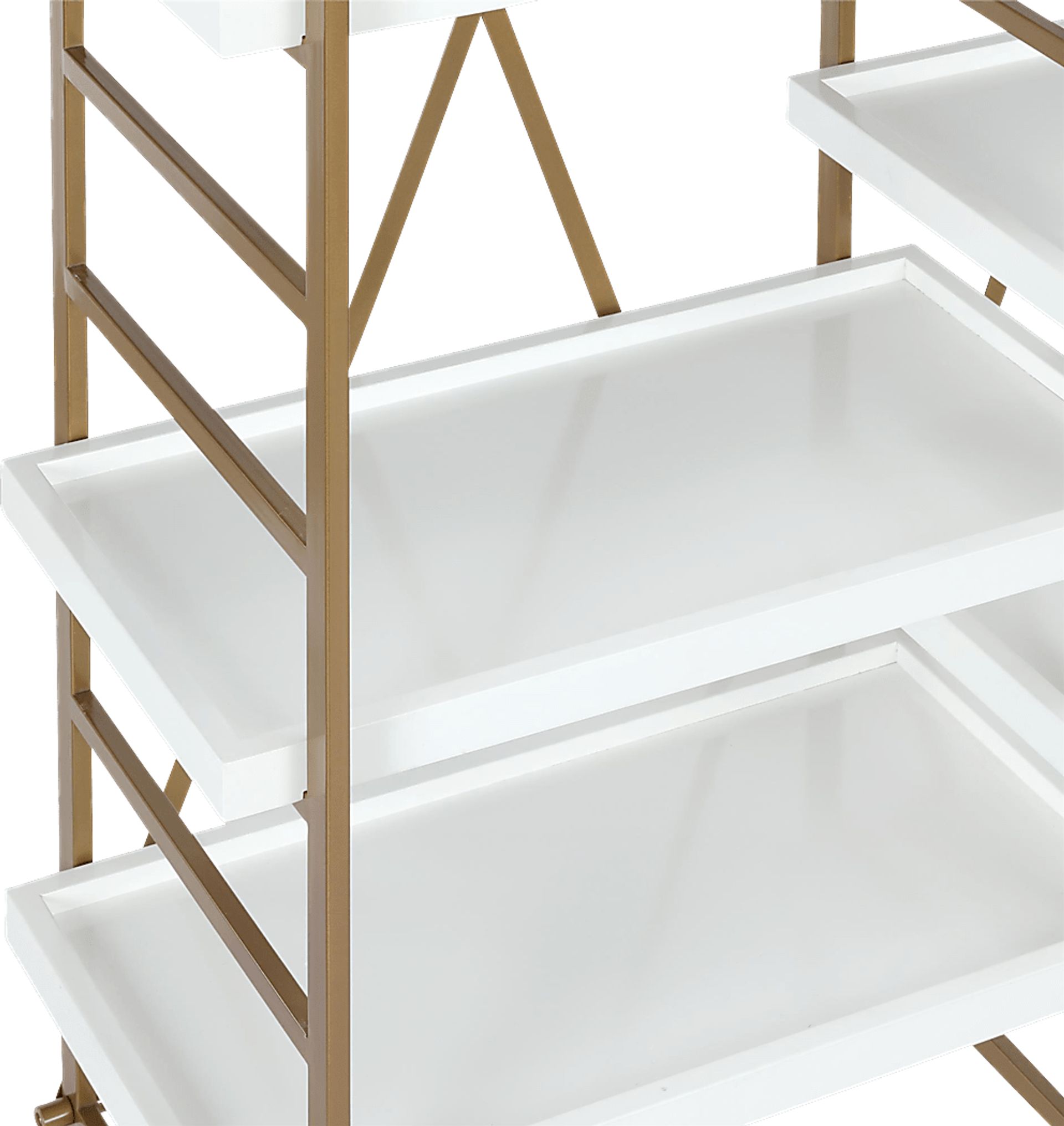 CosmoLiving Yves Metal Bookcase Etagere Gold and White - Image 4