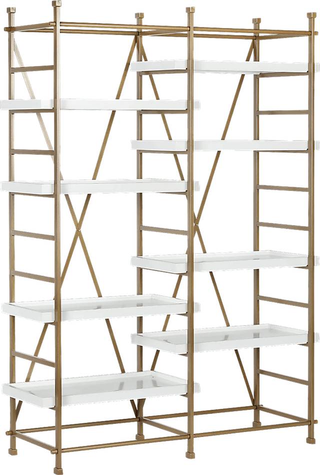 CosmoLiving Yves Metal Bookcase Etagere Gold and White - Thumbnail - Image 1