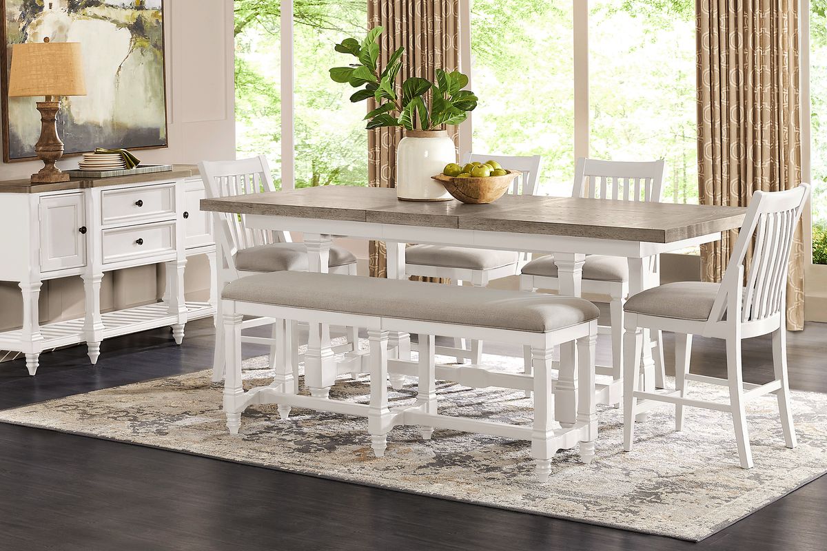 Shorewood 7 Pc White Colors,White Dining Room Set With Counter Height ...