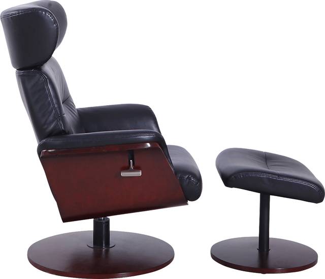 Shubrick Black Recliner and Ottoman - Thumbnail - Image 2