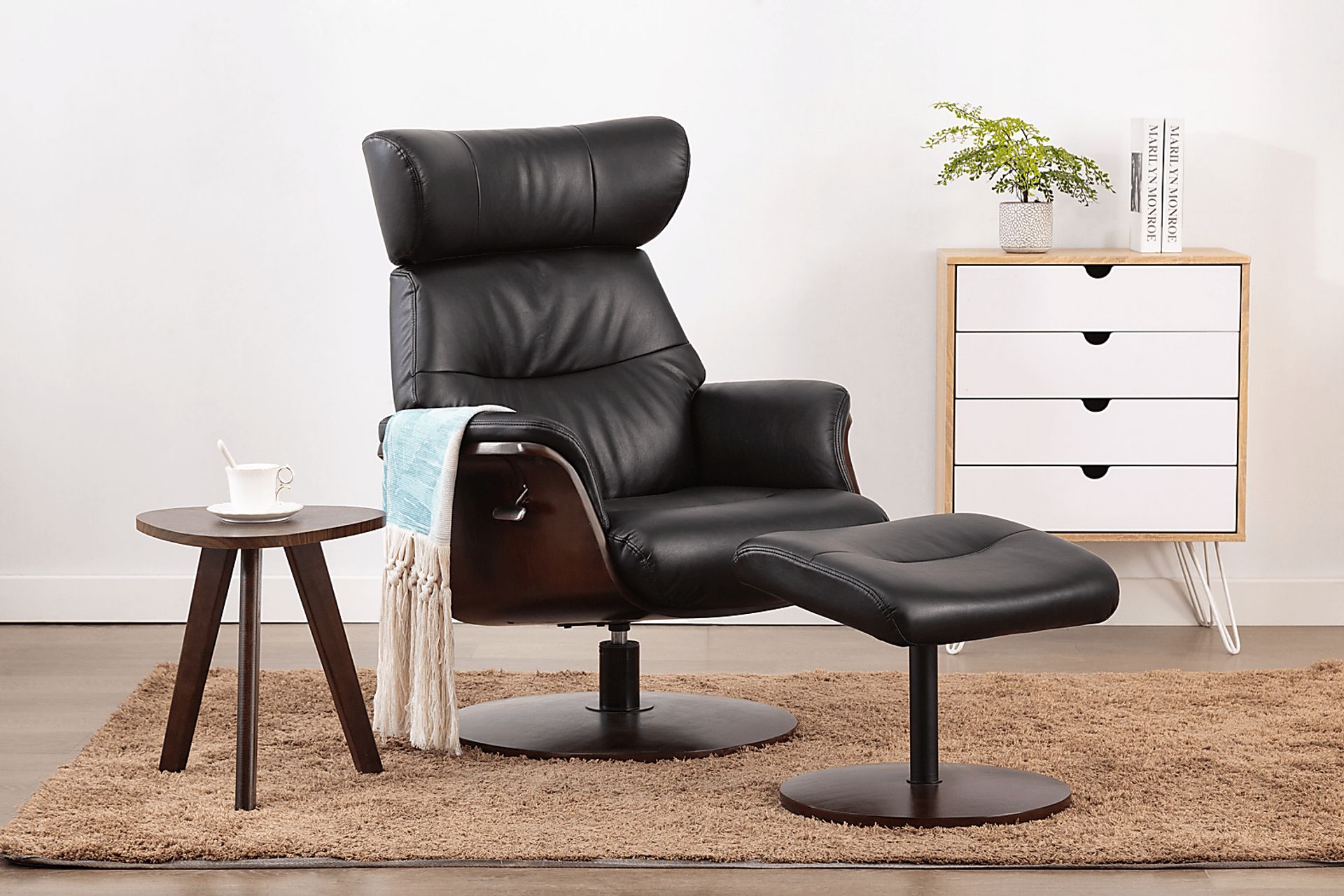 Shubrick Black Recliner and Ottoman - Image 6