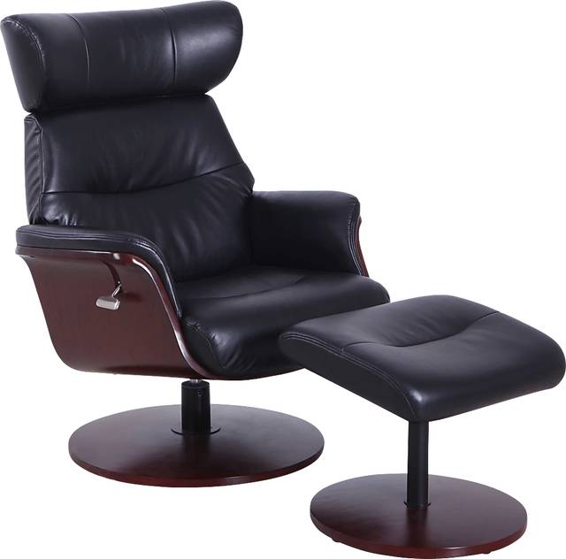 Shubrick Black Recliner and Ottoman - Thumbnail - Image 1