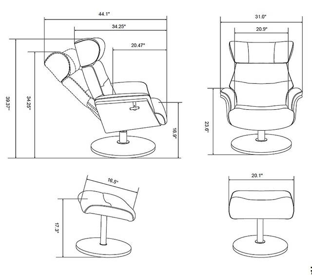 Shubrick Gray Recliner and Ottoman - Thumbnail - Image 6