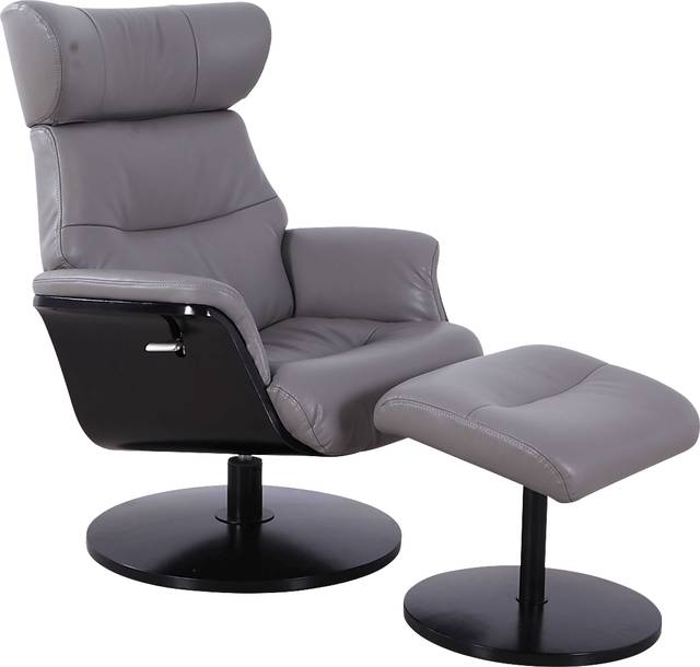 Shubrick Gray Recliner and Ottoman - Thumbnail - Image 1