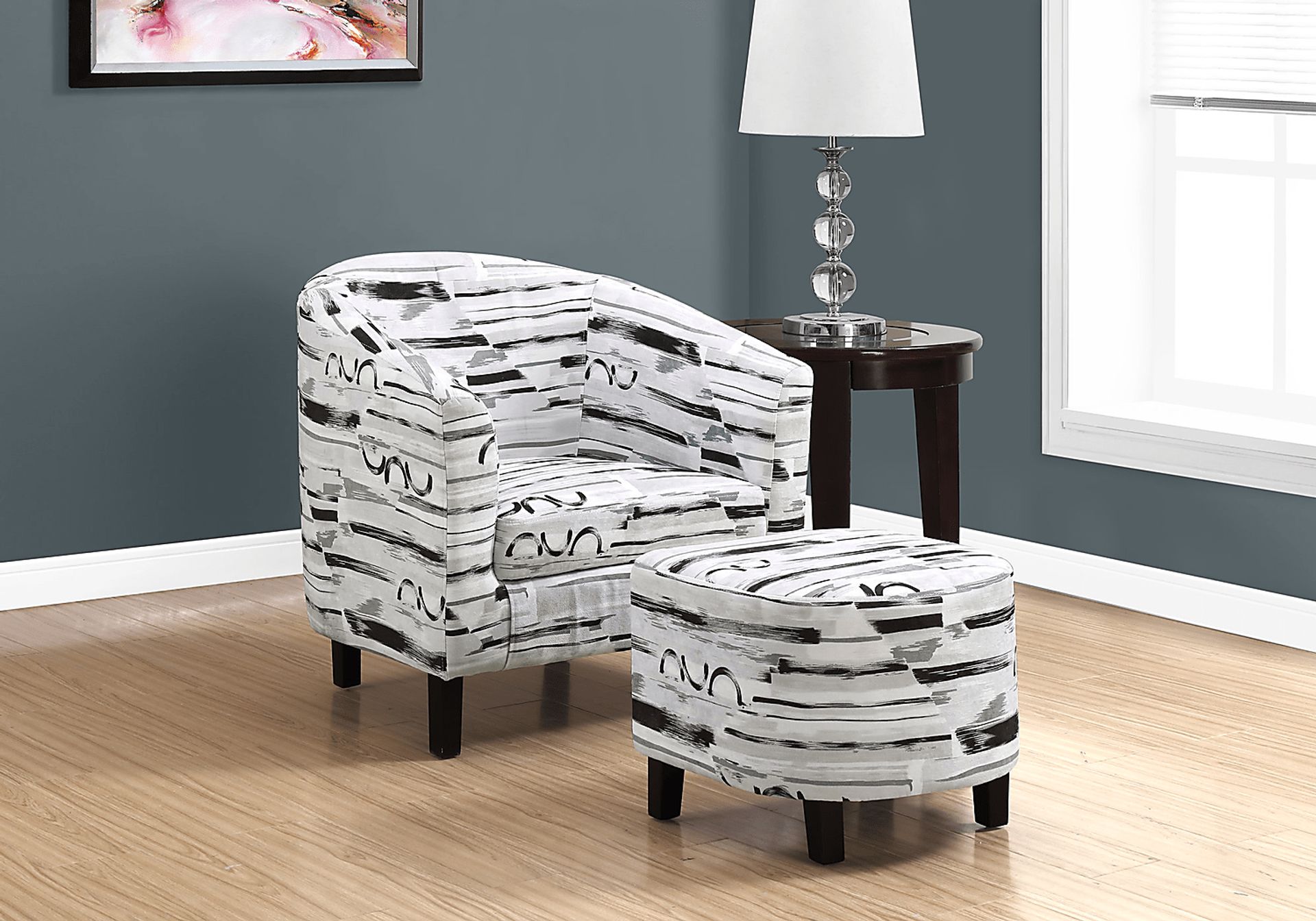 Sibley Gray Accent Chair & Ottoman - Image 2