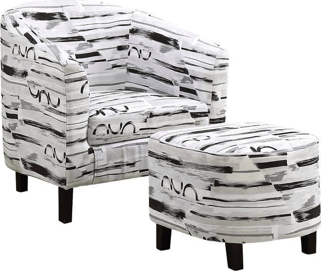 Sibley Gray Accent Chair & Ottoman - Thumbnail - Image 1
